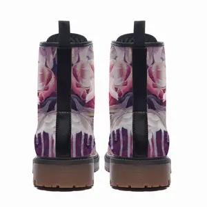 Men Flowers Glowing Leather Work Boots