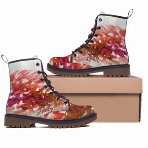 Men Calligraphic Landscape 011 Leather Work Boots