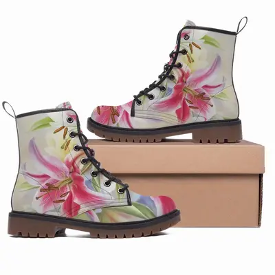 Men Poetry Of Flowers Leather Work Boots