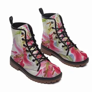 Men Poetry Of Flowers Leather Work Boots