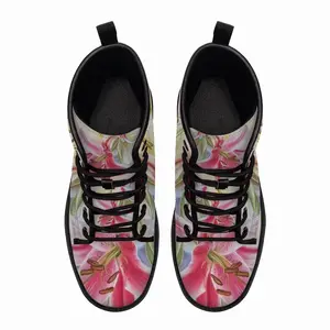 Men Poetry Of Flowers Leather Work Boots