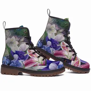 Men Floral Fantasy Leather Work Boots