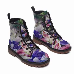 Men Floral Fantasy Leather Work Boots