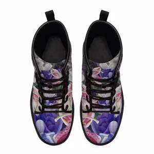 Men Floral Fantasy Leather Work Boots