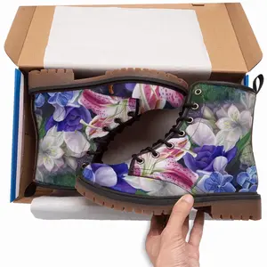 Men Floral Fantasy Leather Work Boots