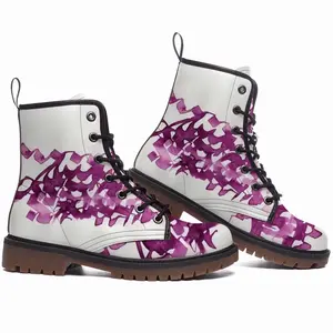 Men Calligraphic Landscape 002 Leather Work Boots