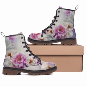 Men Floral Dance Leather Work Boots