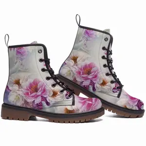 Men Floral Dance Leather Work Boots