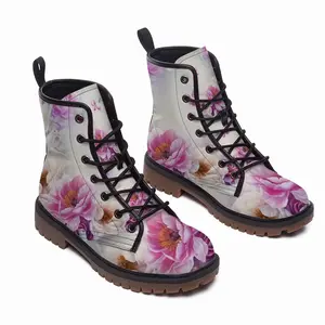 Men Floral Dance Leather Work Boots