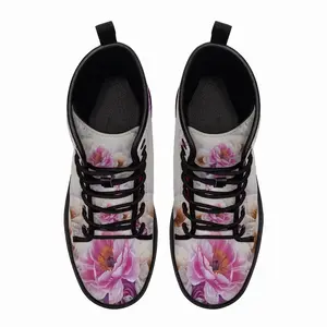 Men Floral Dance Leather Work Boots