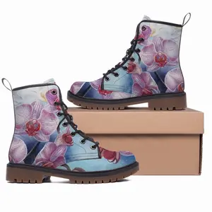 Men Orchid Charm Leather Work Boots