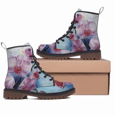 Men Orchid Charm Leather Work Boots