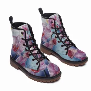 Men Orchid Charm Leather Work Boots