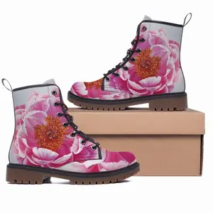 Men Coral Charm Peony Leather Work Boots