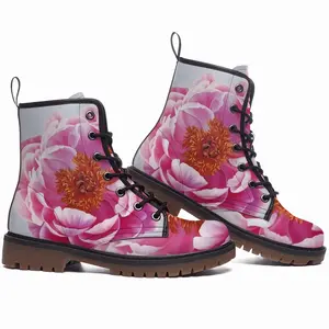 Men Coral Charm Peony Leather Work Boots