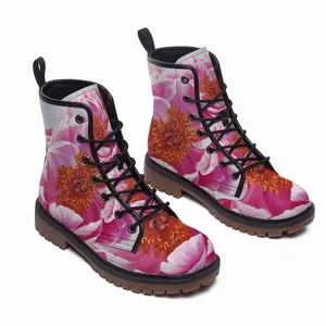 Men Coral Charm Peony Leather Work Boots