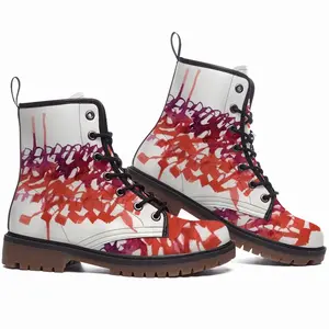 Men Calligraphic Landscape 003 Leather Work Boots