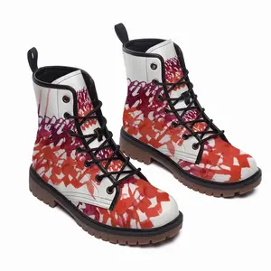 Men Calligraphic Landscape 003 Leather Work Boots