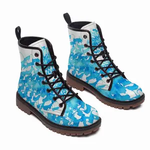 Men Calligraphic Landscape 008 Leather Work Boots