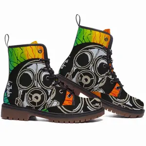 Men Earth Pandemic Interior Decor Street Art Leather Work Boots