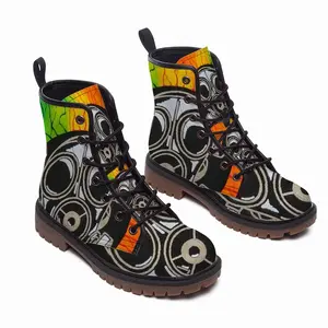 Men Earth Pandemic Interior Decor Street Art Leather Work Boots