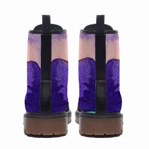 Men The Moon Fisher - Watercolor Kids Children Fisher Purple Moon Mountain View Landscape Leather Work Boots