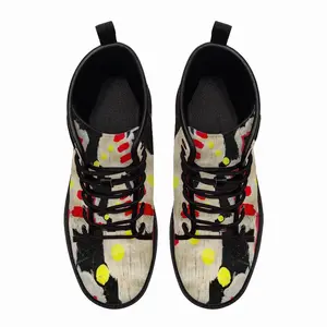 Men Black Yellow Red Abstract Leather Work Boots