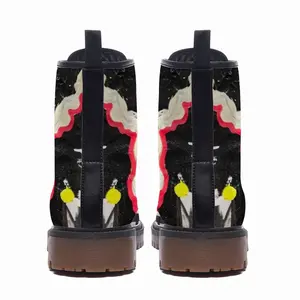 Men Black Yellow Red Abstract Leather Work Boots