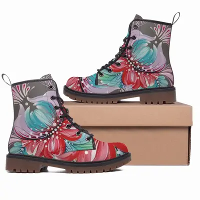 Men Floral Impromptu Leather Work Boots