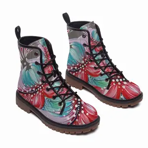 Men Floral Impromptu Leather Work Boots