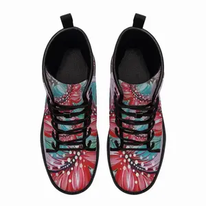 Men Floral Impromptu Leather Work Boots