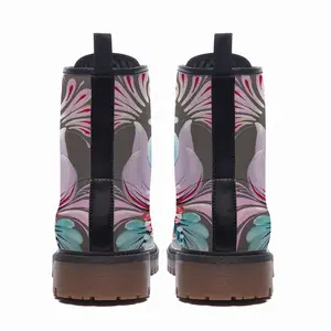 Men Floral Impromptu Leather Work Boots