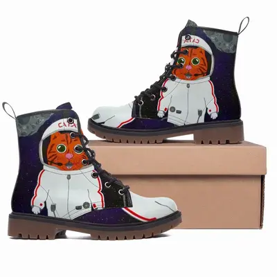 Men Cat X Cat Space X Galaxy Astronaut Astronomy Animals Leather Work Boots