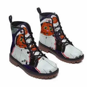 Men Cat X Cat Space X Galaxy Astronaut Astronomy Animals Leather Work Boots