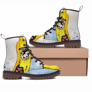 Men Banana Style - Pop Art Fruit Yellow Leather Work Boots