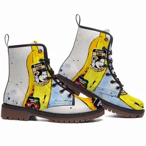 Men Banana Style - Pop Art Fruit Yellow Leather Work Boots