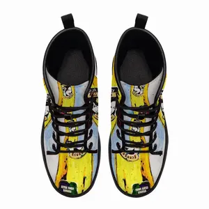 Men Banana Style - Pop Art Fruit Yellow Leather Work Boots