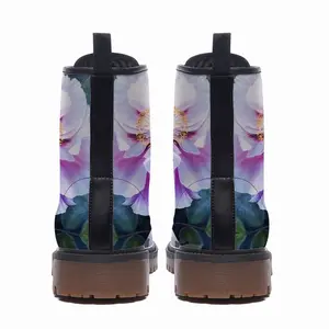 Men Peonies In The Garden Leather Work Boots