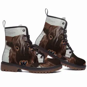 Men Bull - Red Bull Taurus Animals Buffalo Wild Leather Work Boots