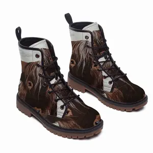 Men Bull - Red Bull Taurus Animals Buffalo Wild Leather Work Boots