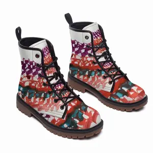 Men Calligraphic Landscape 010 Leather Work Boots