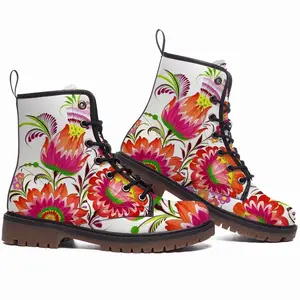 Men Three Flowers Of Joy Leather Work Boots