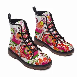 Men Three Flowers Of Joy Leather Work Boots