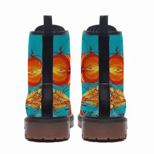 Men Tree Of Life On Blue Background Leather Work Boots