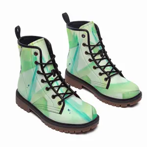 Men Green Bird Leather Work Boots