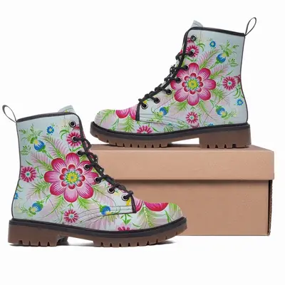 Men Flower Mandala Leather Work Boots