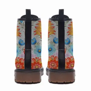 Men Easter Flower Leather Work Boots