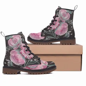 Men Pastel Flowers Leather Work Boots