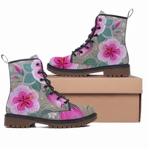 Men Purple Flowerbed Leather Work Boots