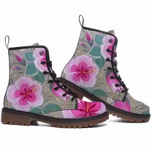 Men Purple Flowerbed Leather Work Boots